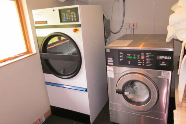 A commercial washing machine and tumble dryer